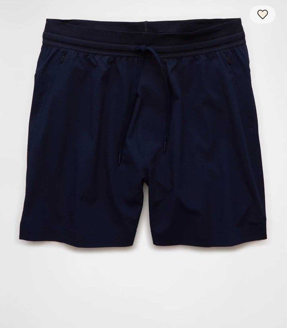 American Eagle Men's AE 24/7 Lined Training Shorts Solid Navy Blue Medium NEW